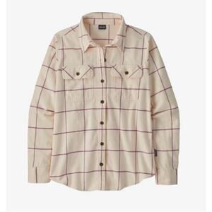 Patagonia XS Organic Cotton Midweight Fjord Flannel Shirt Cream Purple Women's